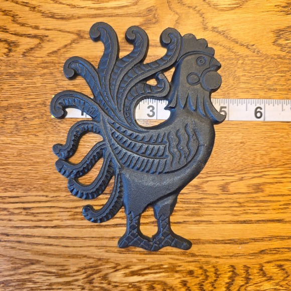 Wilton Vintage Cast Iron Rooster Trivet Black Farmhouse Kitchen Wall Decor - Picture 3 of 7